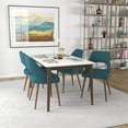 thumbnail image 2 of Lana 5-Piece Mid-Century Modern Dining Set with 4 Fabric Dining Chairs in Blue, 2 of 6