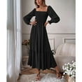 thumbnail image 2 of Vestido Largo Con Cuello Cuadrado, Vestido Largo Con Dobladillo Con Volantes Y Temperamento De Color Puro Para Mujer Para Vacaciones ANGGREK Otros, 2 of 8