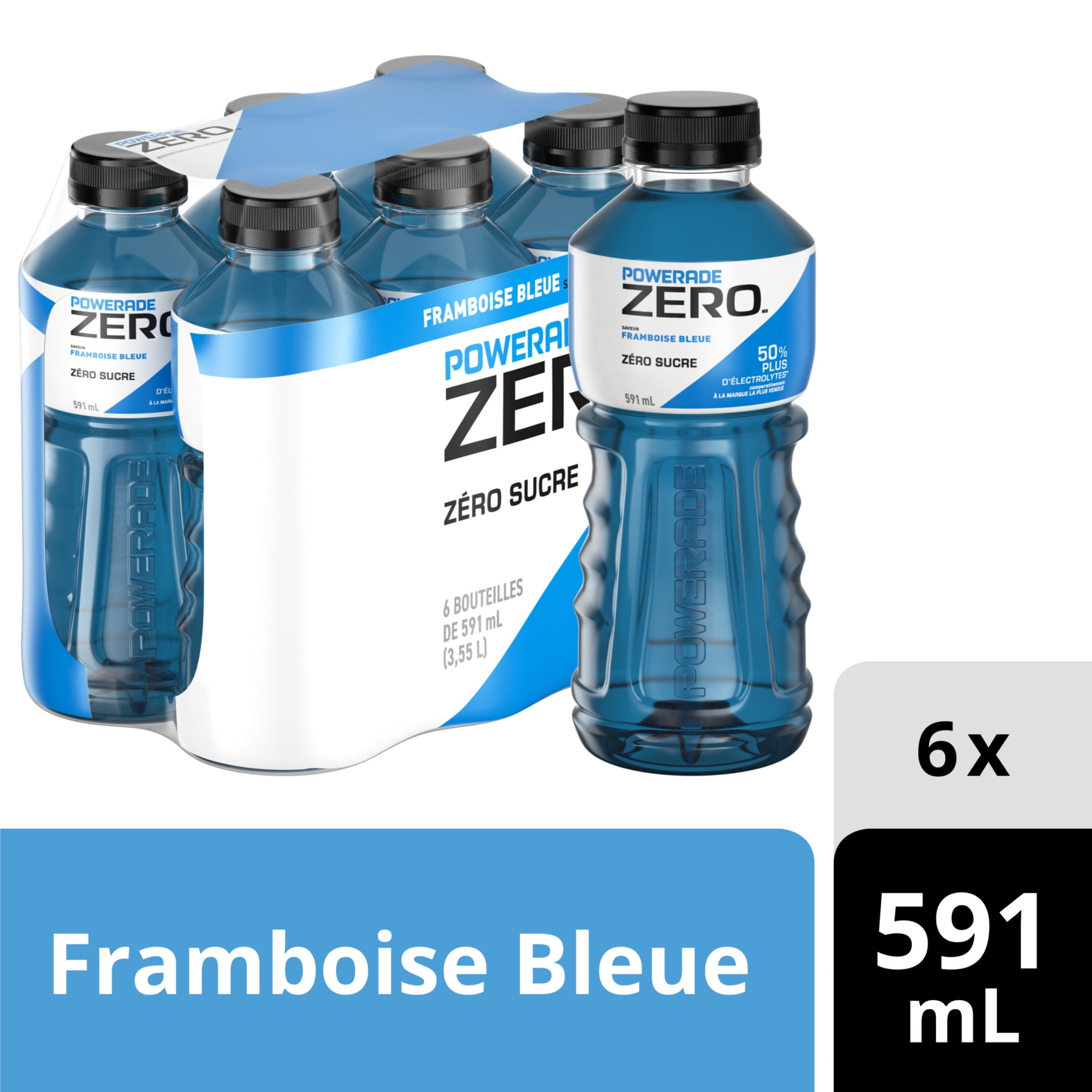 Powerade Zero Blue Raspberry Bottles, 591 mL