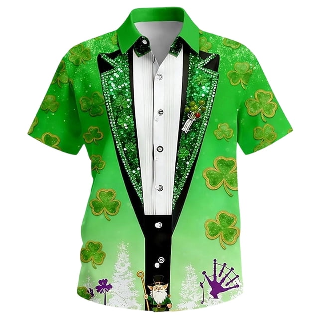 Camisetas de Navidad de Manga Larga de los Hombres de Moda Casual de Manga Larga Turndown Collar Blusa para Primavera Invierno Al Aire Libre Diario