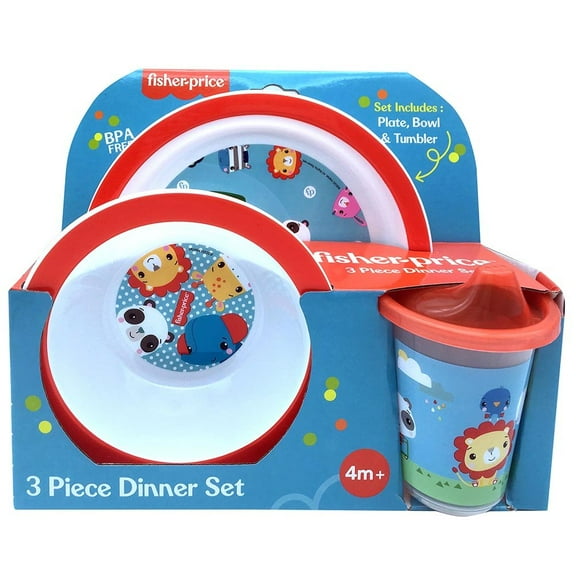 Fisher-Price Baby 3-Piece Animal Dinner Time Set - red/multi, one size