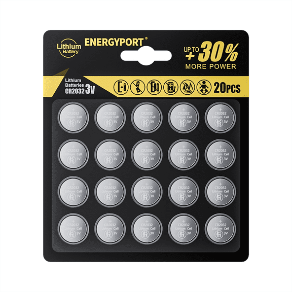 ENERGYPORT 2032 CR2032 3 Volt Lithium Coin Battery (20 Pack) for Car Remote Key, Key Fob, AirTag, Child Safety Features