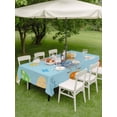 thumbnail image 3 of Outdoor Tablecloth with Umbrella Hole and Zipper, Spring Easter Rectangle Table Cloth 60x120 Inch Waterproof Tablecloth, Bunny Colorful Eggs Floral Blue Picnic Table Cover for Patio Camping, 3 of 7