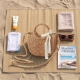 thumbnail image 4 of Round Small Crossbody Grass Woven Bag for Women, Handmade Paper Rope Woven Bag with Lace Carry Handle, Cute Mini Round Straw Beach Tote for Girls Summer Vacation Beach Travel Shopping, 4 of 6