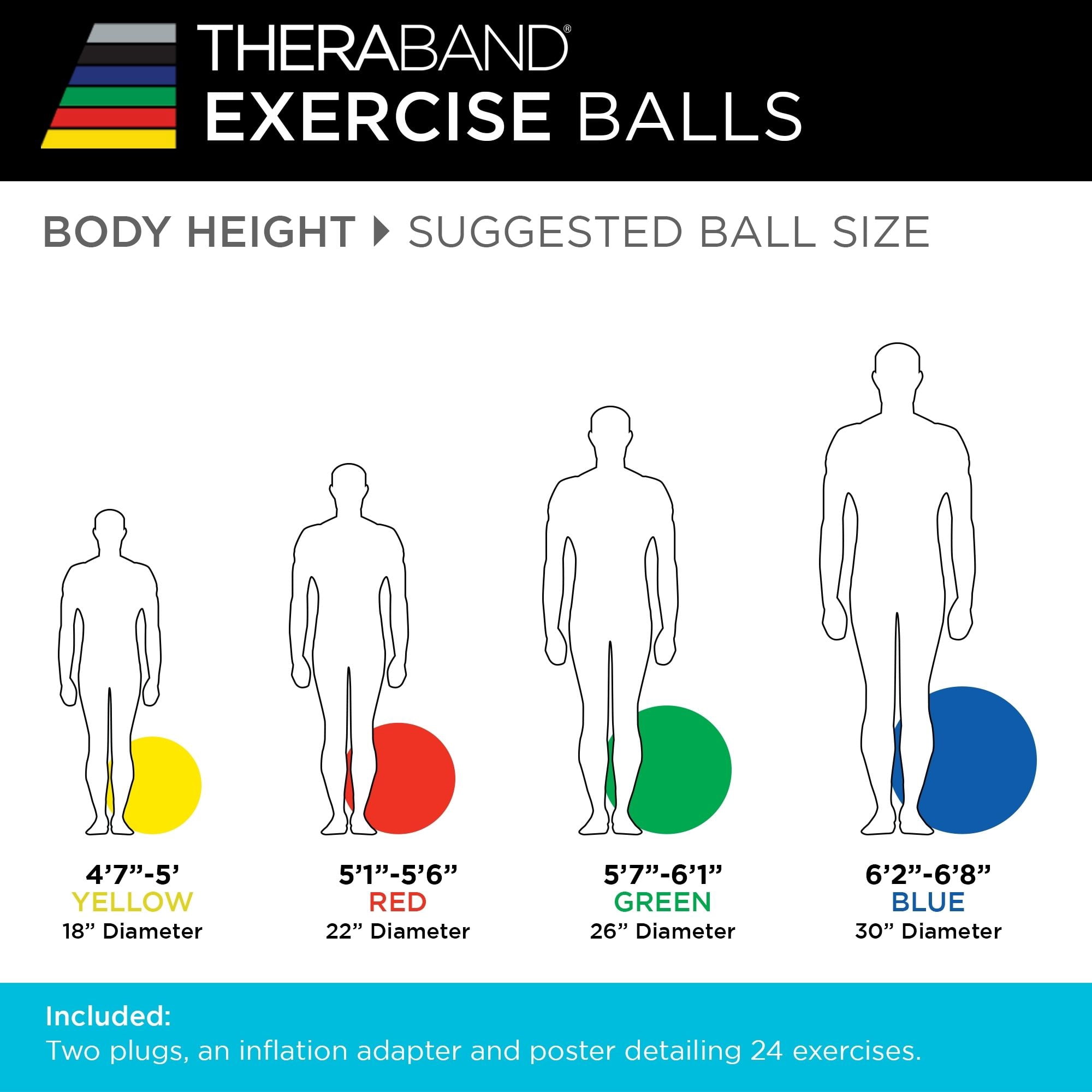 THERABAND Pro Series Stability Ball, 65 cm, Green, 1 Pack
