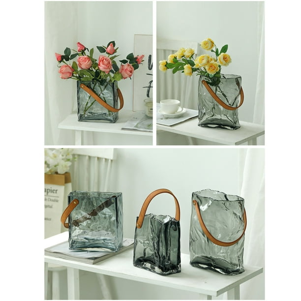 Original Color Glass Vase,Handbag Vase Original Color Fish Tank Glass