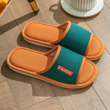 

Cathalem Mens Indoor Non Slip Home Slippers Four Seasons Linen Slippers Couple Models House Shoes Slippers for Men B 8