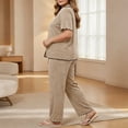 thumbnail image 4 of StSilkitty Plus Size Pajama 2 Piece Set for Women Short Sleeve Collared Button down Shirts and Pants Loungewear Sets, 4 of 6