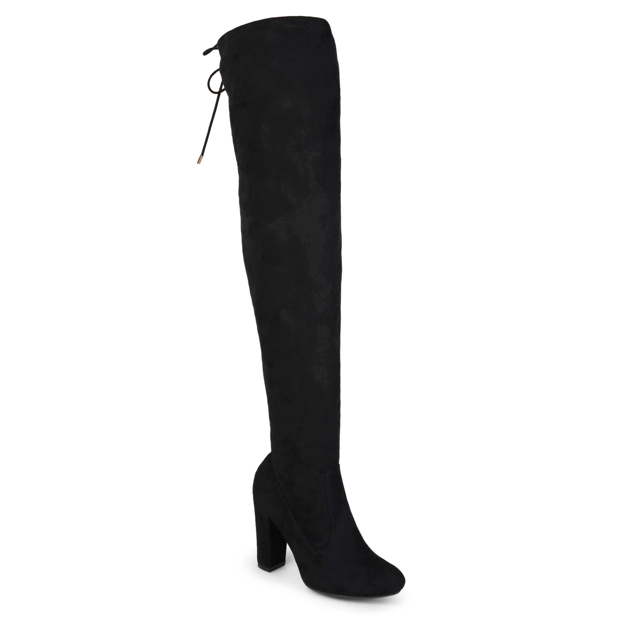 Mo Joc Women Over The Knee Stretch Boots with Low Chunky Heel