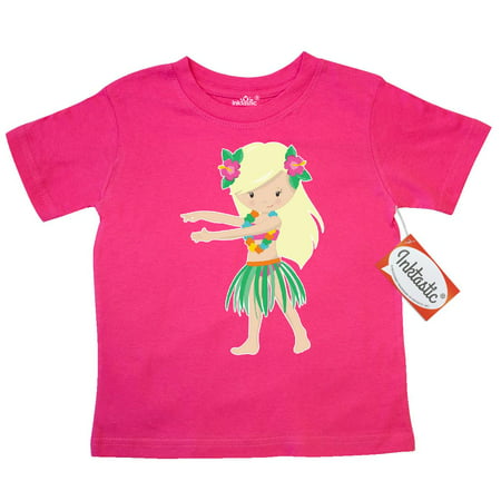 Inktastic Blonde Hula Girl Toddler T-Shirt cute adorable vacation luau hawaii grass skirt lei tees. gift child preschooler kid clothing