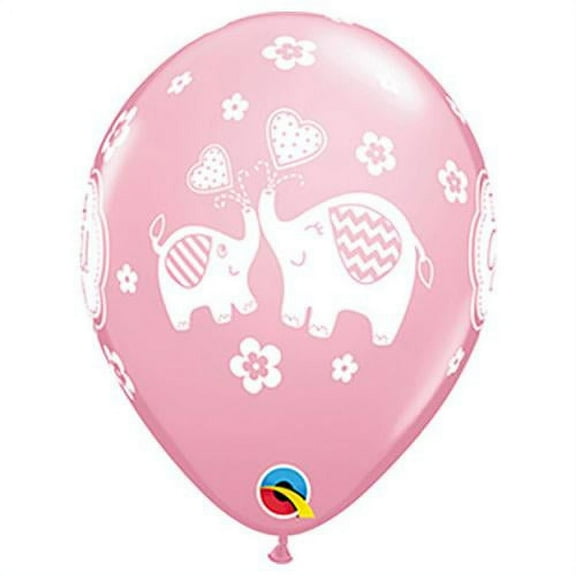 LOONBALLOON Baby-Shower Balloons, 11″ IT'S A GIRL ELEPHANTS - PINK