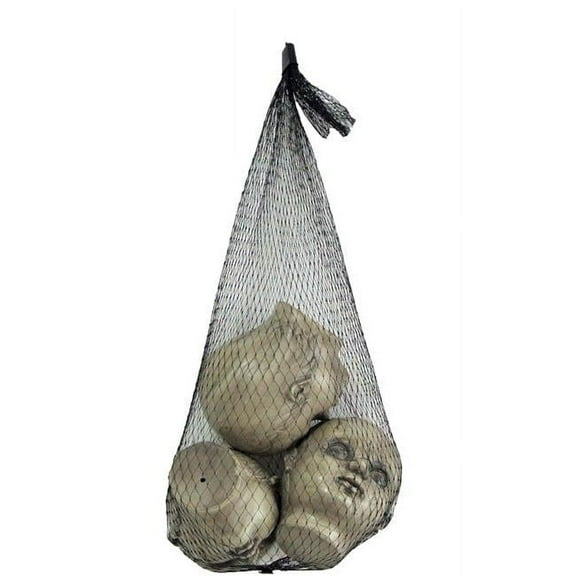 3 Heads Freak Show Bag of Doll Heads Halloween Decoration
