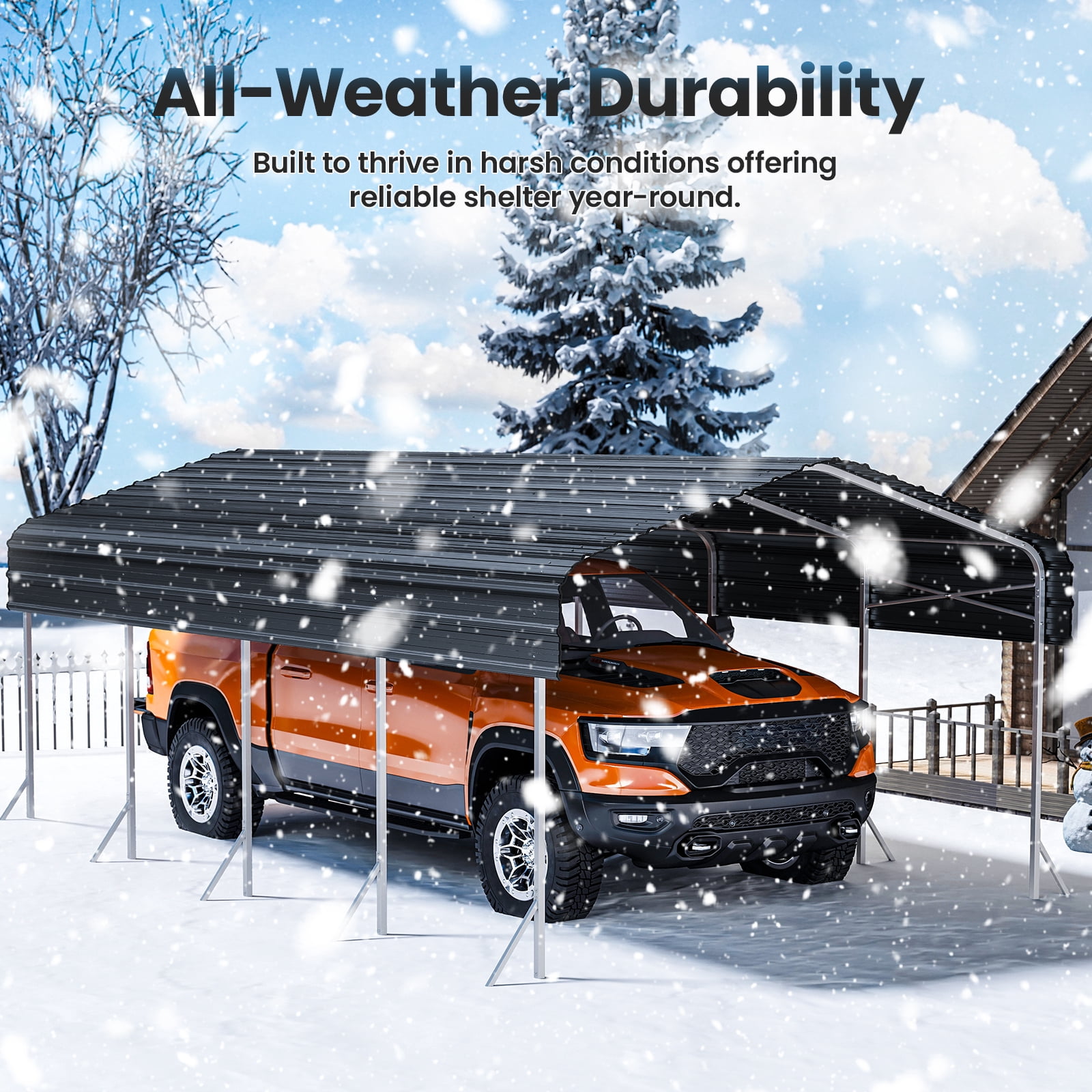 TIME RAY 12x20 Ft Carport, Heavy Duty Metal Car Port, All-Weather Protection, Easy Assembly for Cars, Trucks, Boats, Tractors, and Outdoor Storage