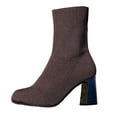 thumbnail image 2 of Mgmyaa Women's High Heel Boots Pointed Toe Stiletto Elastic Knitted Mid-Calf Pump Booties, 2 of 9