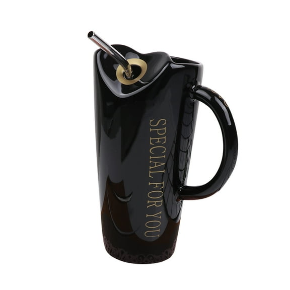 MERRYHAPY Ceramic Mug Black Simple Style Drinking Cup Home Use 1Set 3.1x3.1x6.3In