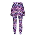 thumbnail image 5 of SCRAWLGOD Trendy Women's Yoga Tennis Skirted Leggings Polyester Spandex Soft Running Clothing Breathable Elastic Active Skorts for Dressy Casual, Leopard Print Black Violet Stripe, L, 5 of 7