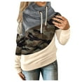 thumbnail image 1 of Women's Fashion Hoodie Long Sleeve Pure Color Patchwork Drawstring Pullover Casual Sweatshirt Tops, 1 of 5