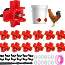 HOOWIFFY 12-Piece Leakproof Poultry Watering System Plastic Chicken Waterer for Outdoor Use Assorted Colors