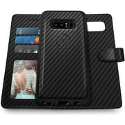 Shields Up Galaxy Note 8 Wallet Case, [Detachable] Magnetic Wallet Case, Durable Carbon Fiber Case with Card/Cash Slots