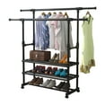 Heavy Rolling Garment Rack with Shelves, Rolling Clothing Garment Rack