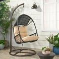 thumbnail image 2 of Malia Chaise Suspendue en Osier avec Support, Marron et Beige, 2 of 8