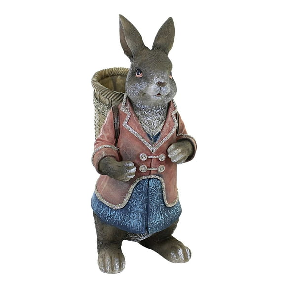 Easter Rabbit With Basket Backpack Polyresin Bunny Pastel Figurine 20369B