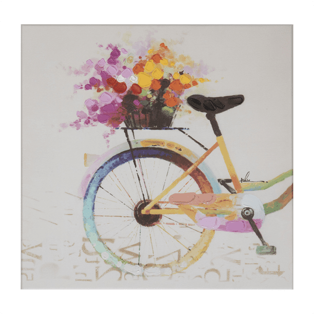 bicycle with flowers wall art