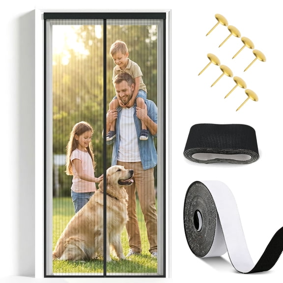 Andizun Magnetic Self-Sealing Screen Door - Hands-Free Entry with Thick Mesh for Full Ventilation & Mosquito Protection