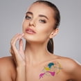 thumbnail image 2 of Unique Bargains 4 Pcs Luminous Fake Tattoos Mixed Styles Temporary Tatto Fluorescent Pink, 2 of 5