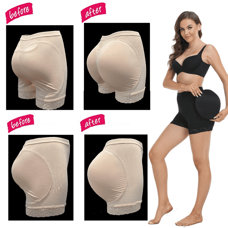 BIMEI 2PS Lace Women Hips and Butt Lifter 2 Removable Butt Pads Enhancer  Panties Butt Lifting Shapewear Seamless Padded Underwear Tummy Control