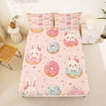 thumbnail image 5 of Erosebridal Easter Kids Queen Sheet Sets,Cute Rabbit Colorful Doughnut Pattern Bed Set For Girls 4-Piece, 5 of 6