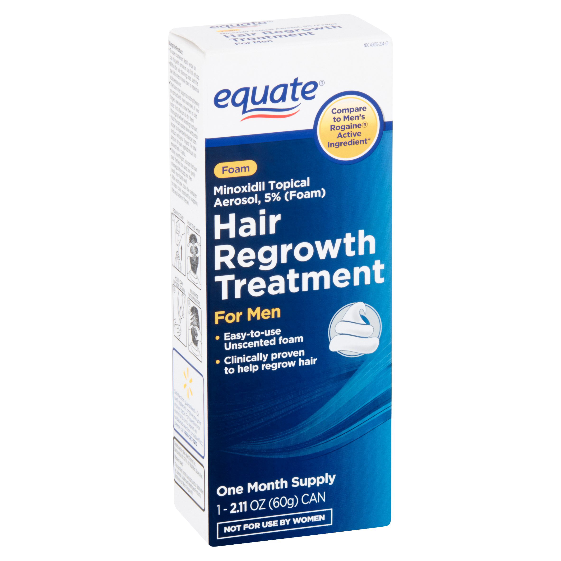 Equate 2.11 Oz. Men's Minoxidil Foam Hair Regrowth Treatment ( One Month  Supply) - Walmart.com