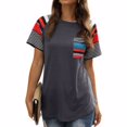 thumbnail image 2 of Camiseta de mujer Camiseta de manga corta con estampado de rayas Camiseta casual de verano, Gris, XL tholdsy AP001701-14, 2 of 7
