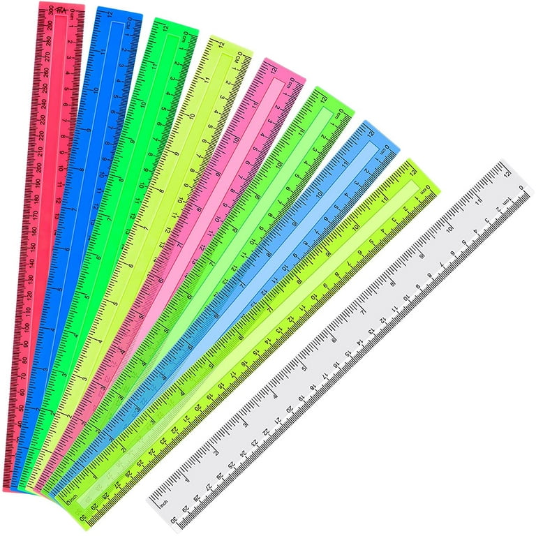 100 Pieces 12 Inch Ruler Bulk Clear Plastic Flexible Rulers with  Centimeters and Inches Kids Ruler Straight Metric Ruler Drafting Measuring  Tool for