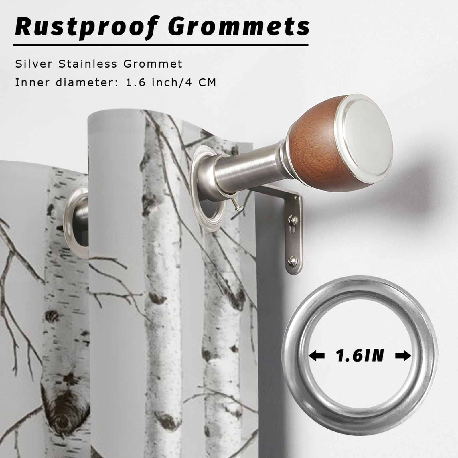 Nature Birch Trees Outdoor Curtains for Patio, Modern Gray Modern Tree Bark Texture Forest Sunshade Privacy Drapes Grommet Waterproof Outside Curtains for Porch/Cabana/Balcony 54"x 108", 1 Panel
