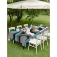 thumbnail image 3 of Outdoor Tablecloth with Umbrella Hole and Zipper, Turquoise Geometric Rectangle Table Cloth 60x102 Inch Waterproof Tablecloth, Grey Classic Abstract Lines Striped Picnic Table Cover for Patio Camping, 3 of 7