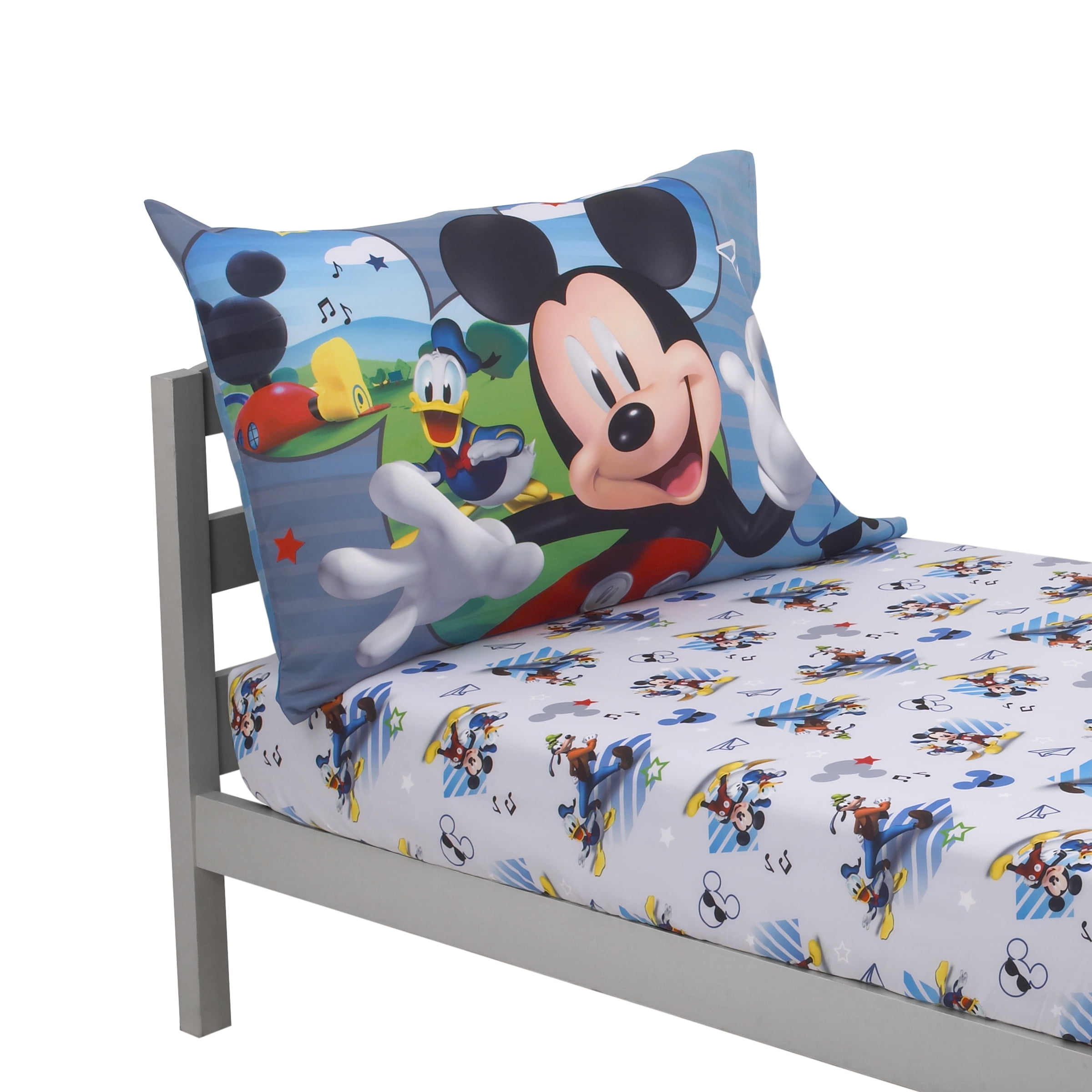 【国内配送】 Disney 4 Piece Toddler Bedding Set, Mickey Mouse Playhouse, Blue