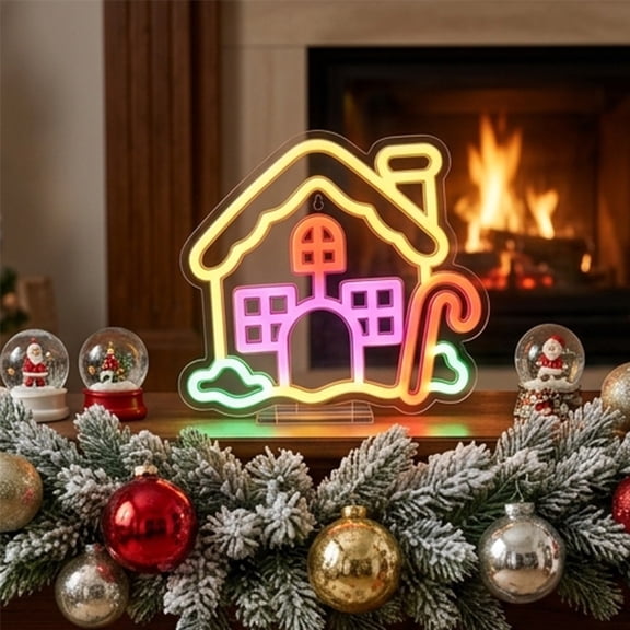 Christmas Neon Sign Light LED Neon Light for Wall Tabletop Display Hanging or Standing Holiday Light Decor for Party Home