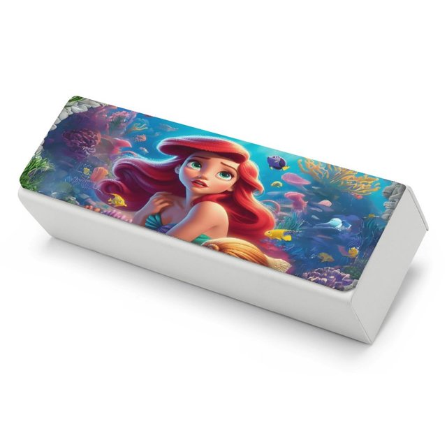 La Sirenita: Princesa Ariel Estuche Rígido para Gafas de Cuero PU Protector con Forro de Felpa Premium Suave para Hombres y Mujeres