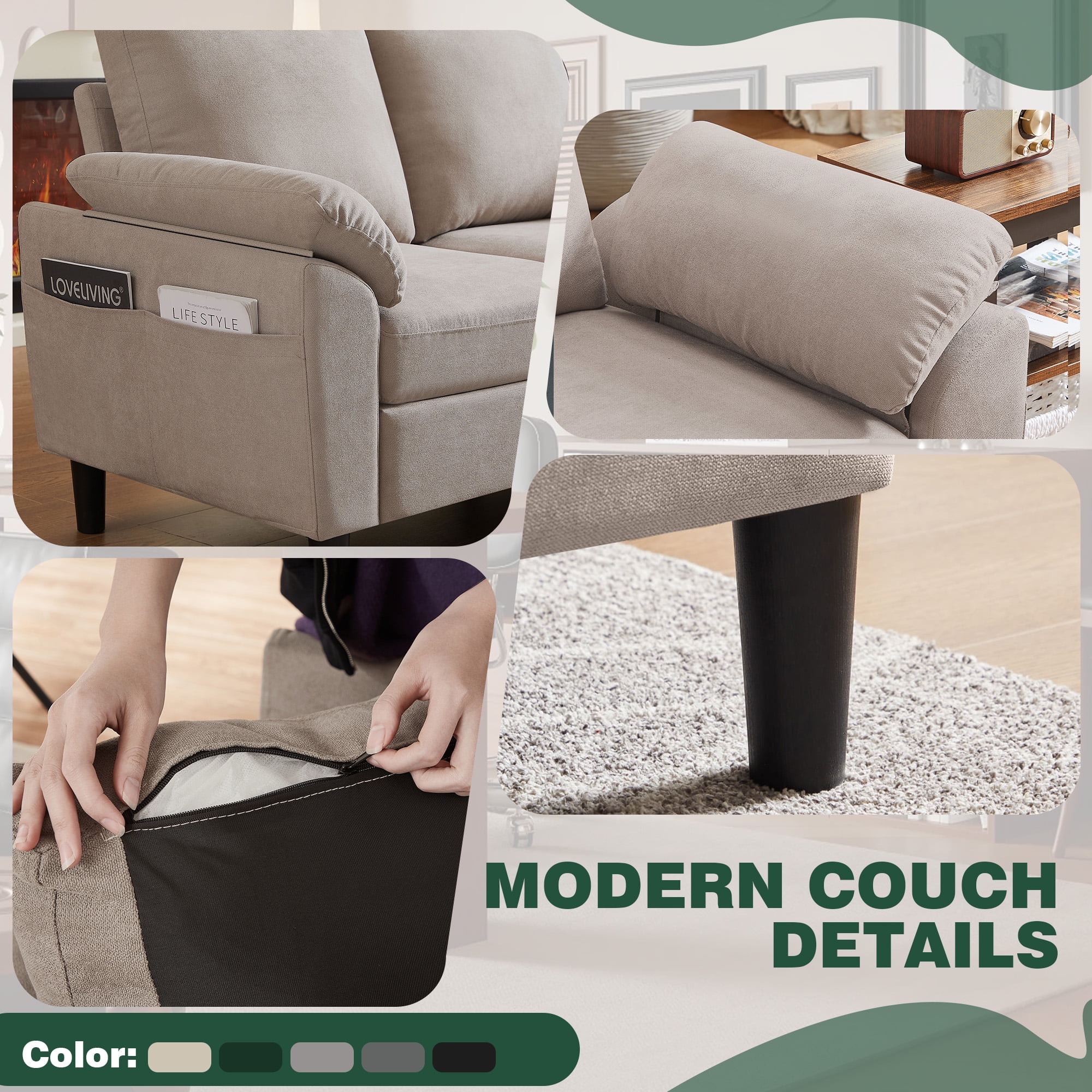 79" Convertible Sectional Sofa Set, Small L Shaped 3-Seat Couch with Reversible Chaise and Accent Chair, Modern Linen Sofas Couches for Living Room, Beige