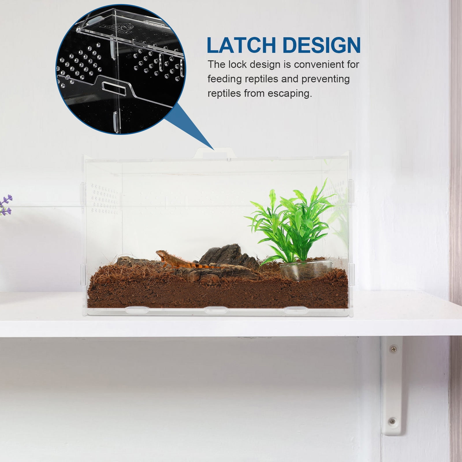 DEEPCRAFF Gecko Terrarium Acrylic Gecko Cage Easy to Clean for Pet Owners 1 Set