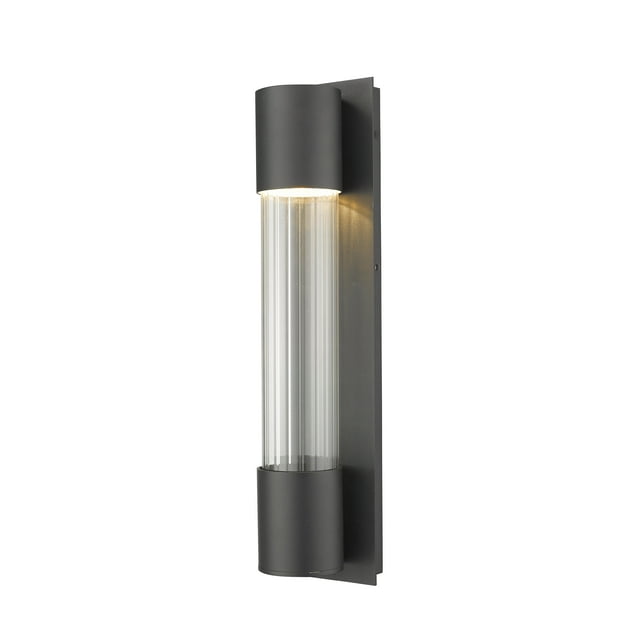 Z-Lite Striate Outdoor Wall Sconce Black Finish Clear Optic Glass