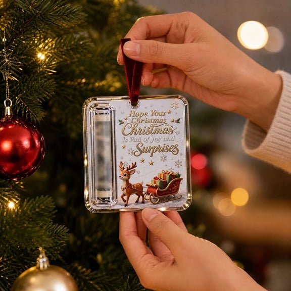 Christmas Cash Gift Holder Ornament, Crystal-Clear Christmas Money Holders for Cash, Funny Holiday Xmas Tree Hanging Ornaments Decor, Gifting Cash Birthday Graduation Back to School Gifts (B)