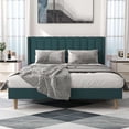 thumbnail image 2 of alazyhome Queen Size Upholstered Platform Bed Frame, Easy Assemble, Green Velvet, 2 of 6