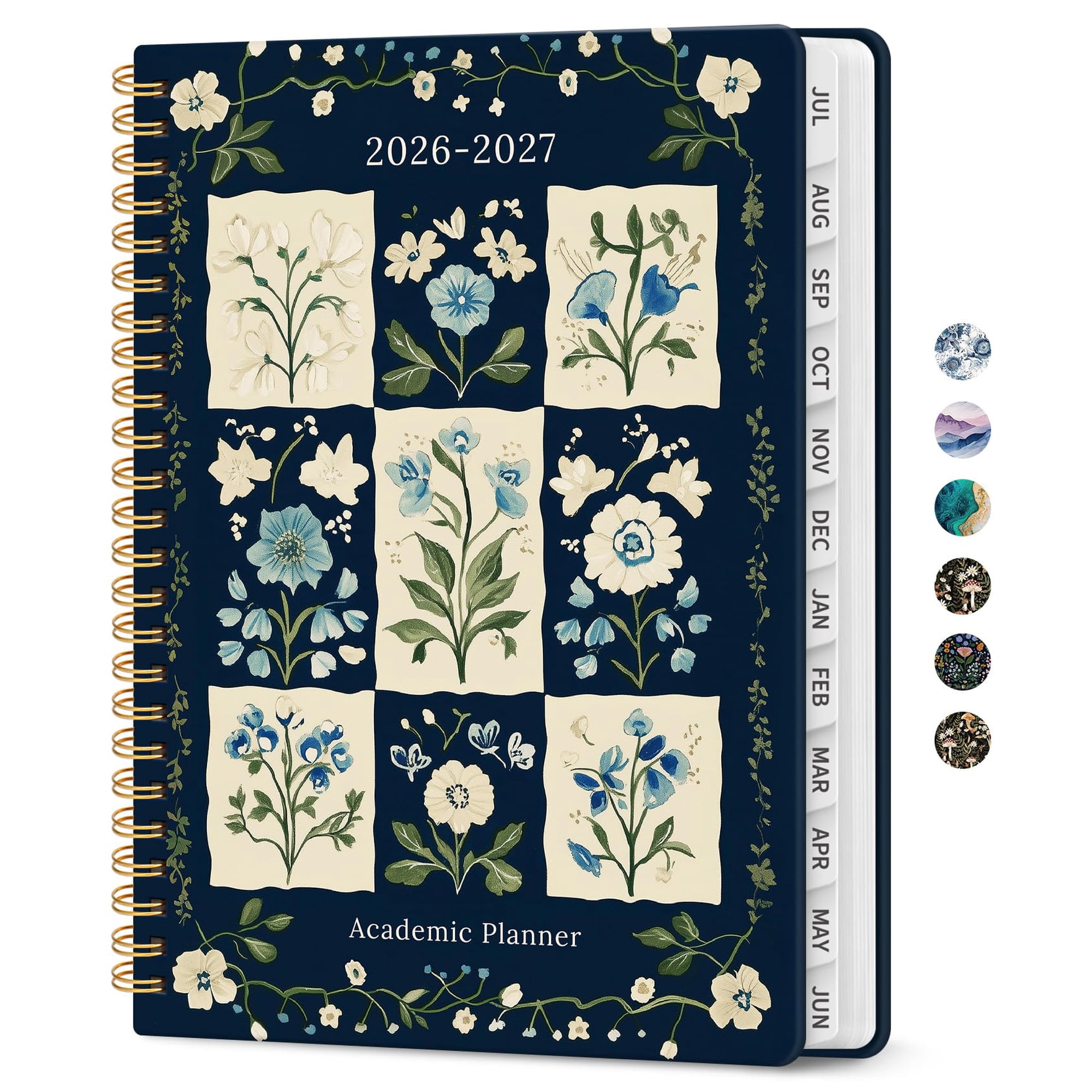 Planner 2026-2027 Jul 2026-Jun 2027 Academic Monthly & Weekly Planner | 6.3 x 8.5 Hardcover Pretty Calendar Planner for Women Spiral Organizer for School Office Home Supplies Blue Floral