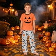 thumbnail image 2 of Family Pajamas Matching Sets - 2 piece Pumpkin Face Short Sleeve Top and Pants, Holiday Loungewear Outfit, Halloween Pajamas for Family for 6 Years Pjs, 2 of 6