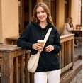 thumbnail image 4 of Women's Solid Color Pullover Hoodie with Drawstring Hood and Kangaroo Pocket Casual Everyday Sweatshirt, S-2XL, 4 of 6