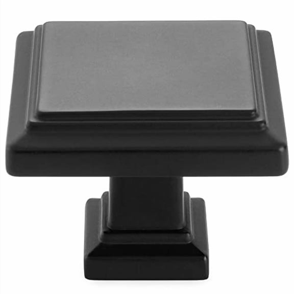 Square Stepped Cabinet Knob - Black Pull Handle (31mm / 1.2 Inch),10-Pack for Kitchen Cupboard Door,Bedroom Dresser Drawer,Bathroom Wardrobe Hardware