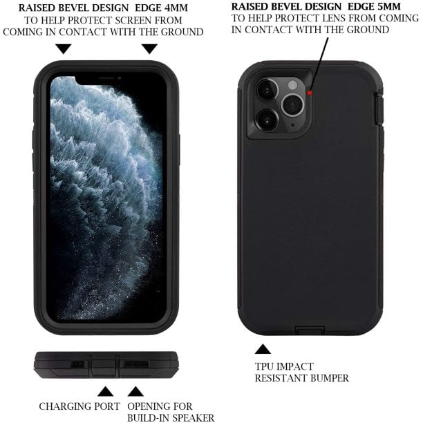 Mistaha Étui de Protection Robuste pour iPhone 12 Pro Max - Noir 3 Couches Absorbant les Chocs