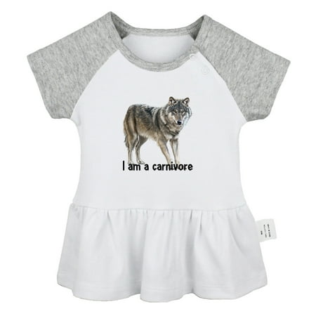 

I m A Carnivore Funny Dresses For Baby Newborn Babies Animal Wolf Pattern Skirts Infant Princess Dress 0-24M Kids Graphic Clothes (Gray Raglan Dresses 18-24 Months)